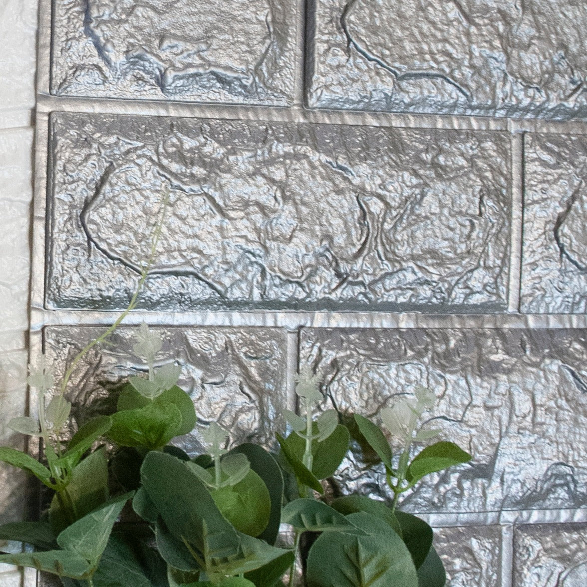 Lot De 10 Carreaux Adhésifs 3D - 70 X 77 Cm, épaisseur 2mm, Motif Pierre, PVC Mousse